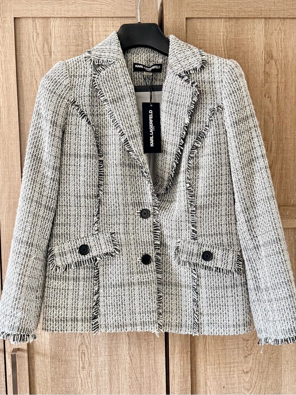 Karl Lagerfeld Tweed Fringed Blazer SZ.8